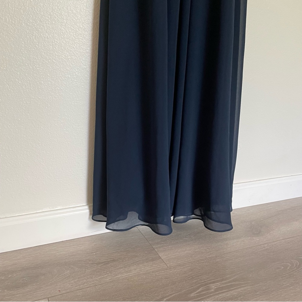 #LEVKOFF Bridesmaids Navy Chiffon Maxi Dress / Gown Size 4 - Picture 4 of 11